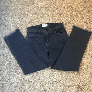 Current/Elliott frayed hem, cropped kick jean.